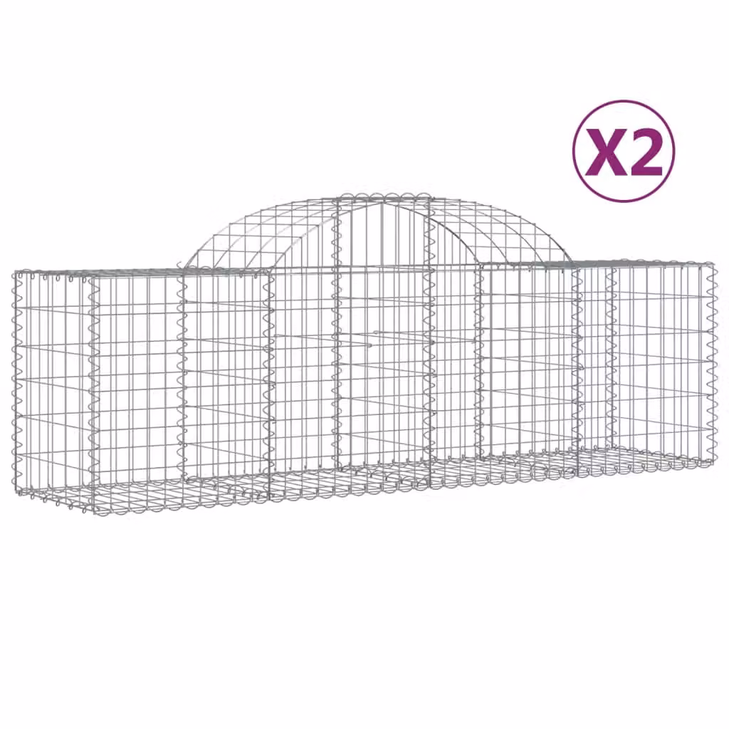 Cesti Gabbioni ad Arco 2 pz 200x50x60/80 cm Ferro Zincato