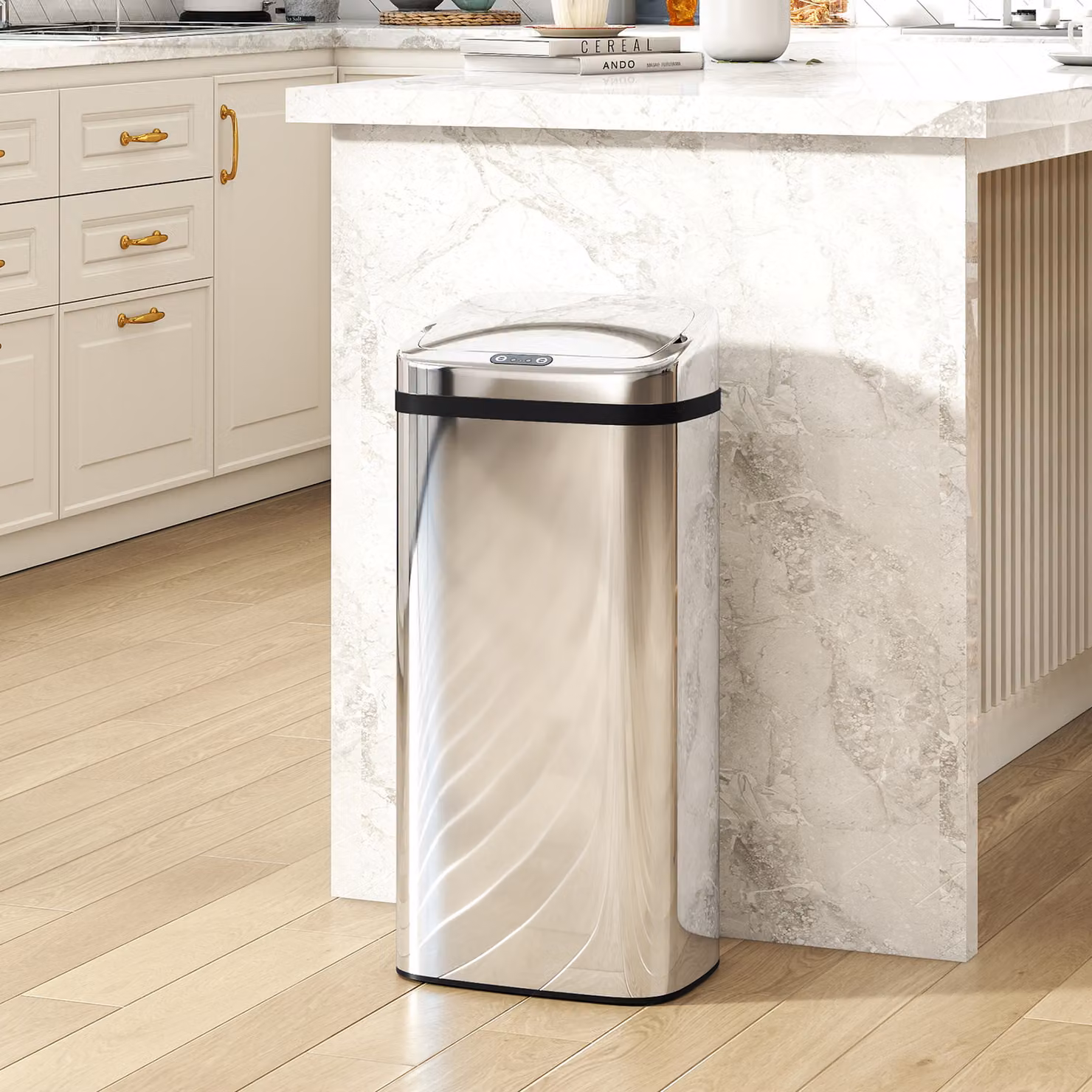 Bidone per Rifiuti HOMCOM da 40L con Sensore per Apertura e Chiusura Automatica, Argento, L/P/H: 33 x 25 x 70 cm – 2