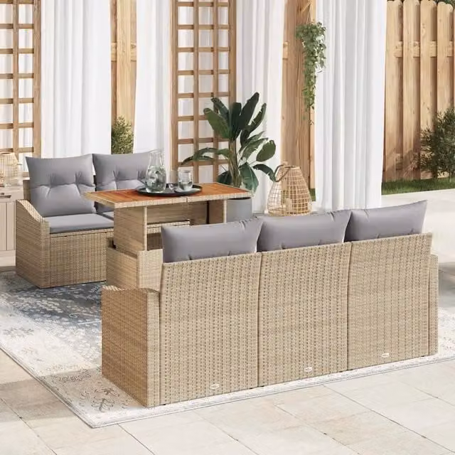 Set Divano da Giardino 6 pz Beige e grigio 3349776