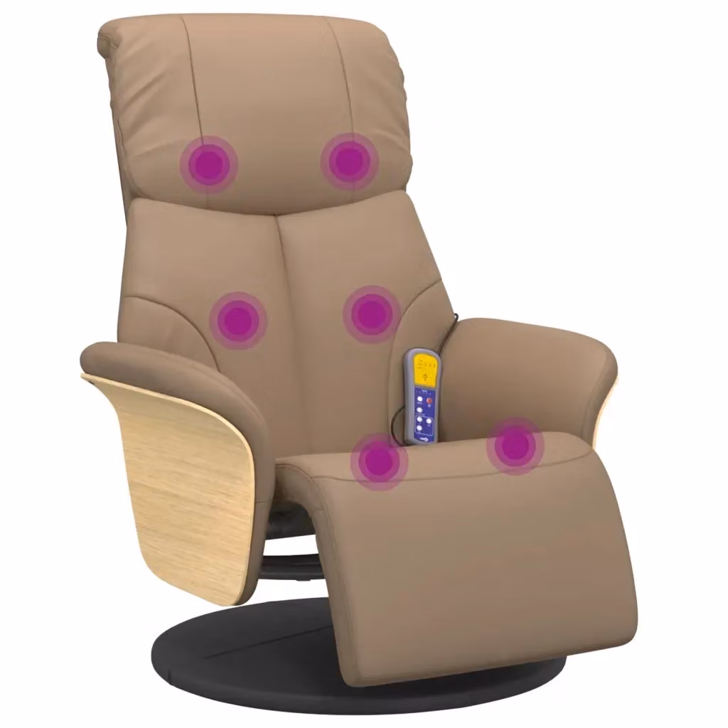 Poltrona Reclinabile Relax vidaXL in Similpelle Marrone con Poggiapiedi e Rotazione 360 Gradi – 2