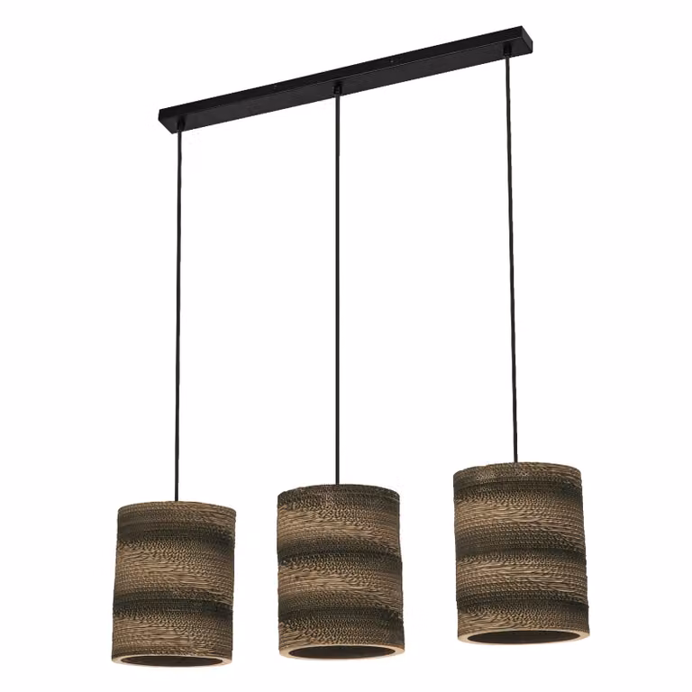 LEDVANCE lampada a sospensione a 3 luci Decor Cardboard Cylinder marrone in cartone ondulato, E27, lunghezza 830 mm, paralume in materiale riciclato, sostenibile grazie alla sorgente luminosa sostituibile, facile installazione
