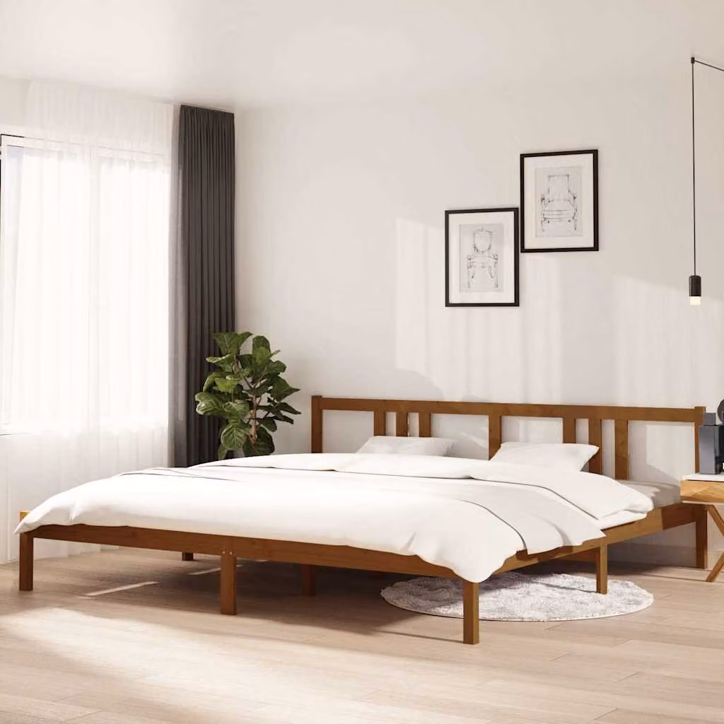 vidaXL Giroletto in legno massello di pino colore ambra con doghe fisse L/P: 200 x 200 cm