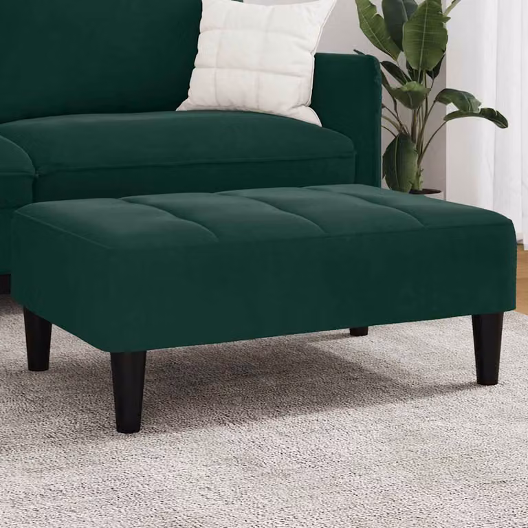 Poggiapiedi vidaXL in Velluto Verde per Soggiorno e Camera da Letto L: 77 cm, P: 55 cm, H: 31 cm