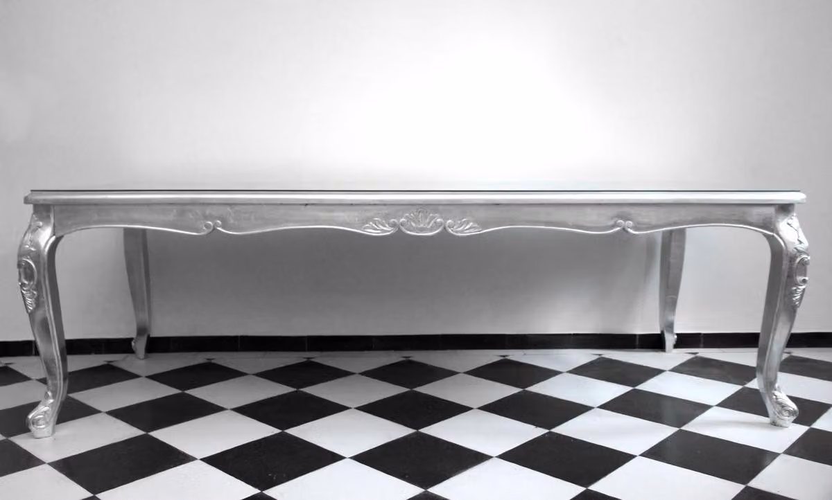 Casa Padrino Tavolo da pranzo barocco Argento 250 cm x 100 cm - Tavolo da pranzo - Italy - Collezione lusso