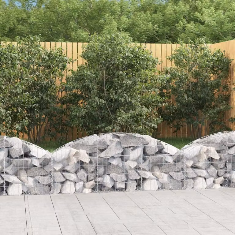 Cesto Gabbione ad Arco vidaXL in Acciaio Zincato Grigio L: 150 cm, P: 30 cm, H: 40/60 cm
