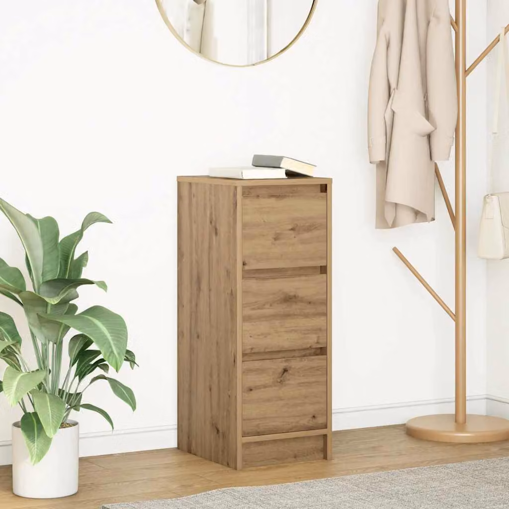 Credenza vidaXL in legno Rovere Marrone con design minimalista, L/P/H: 29,5 x 34 x 76 cm