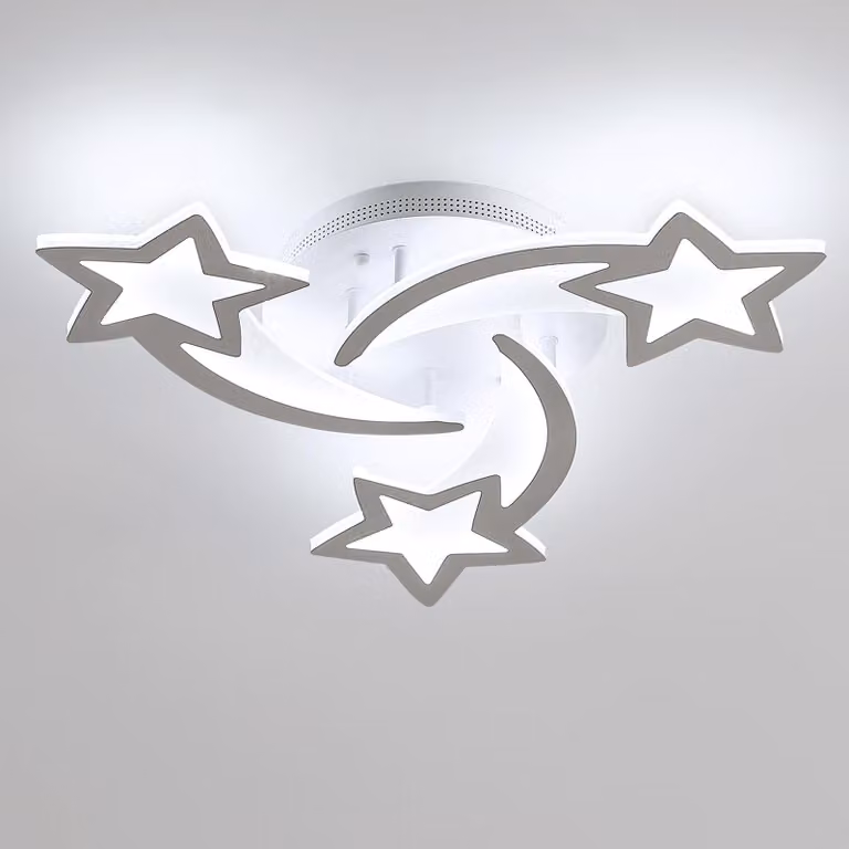 Lampada a soffitto LED Osairous, design creativo a forma di stella, ideale per il soggiorno, 38W, 3420LM, luce bianca fredda 6500K, lampadario per camera da letto, plafoniera per soggiorno – dimensioni 53 CM, 3 stelle, colore bianco (650)