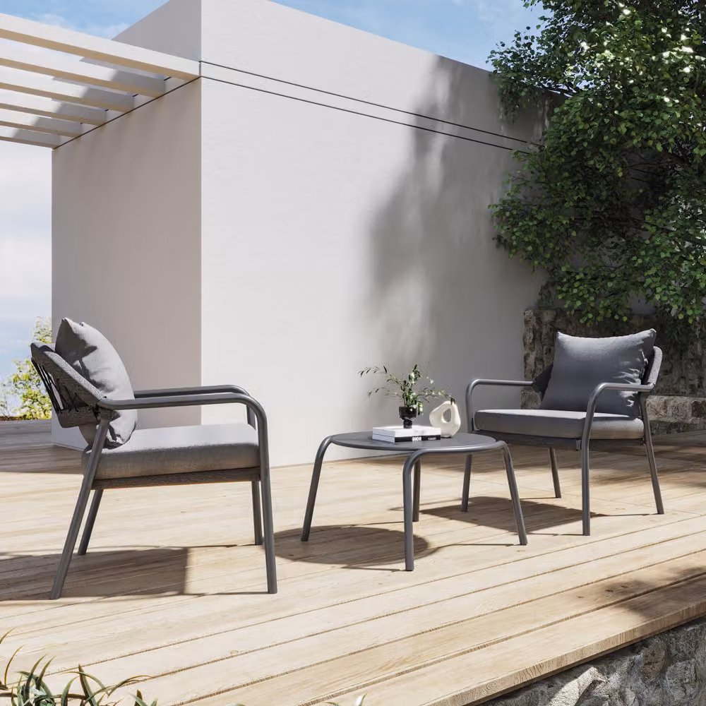 Set Royal Garden Anderno in alluminio grigio opaco