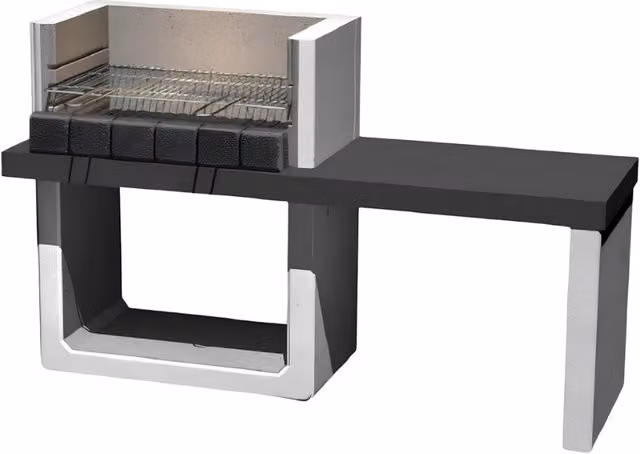 Sarom barbecue porto new legna carbonella 160 x 51,5 x 96,8 cm griglia e ampio tavolo laterale