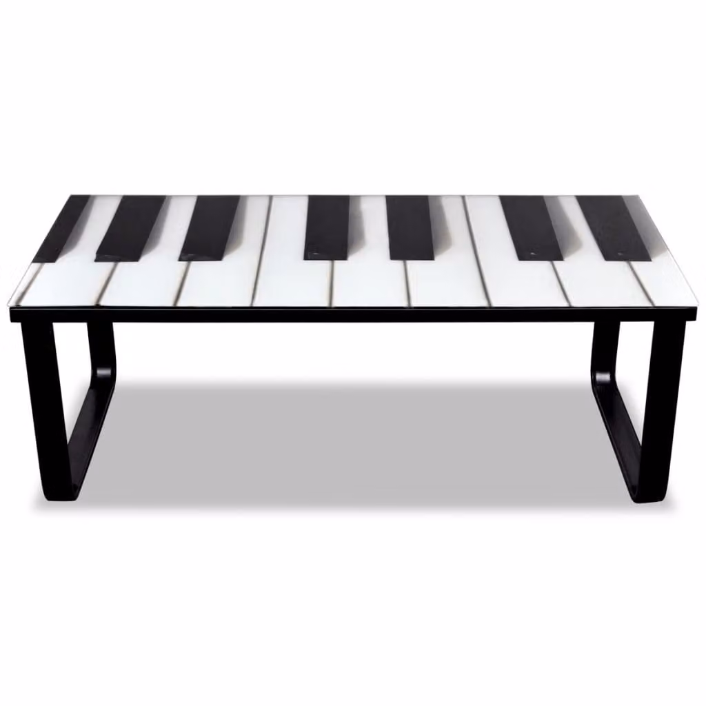 Tavolino da Salotto con Piano in Vetro con Stampa Pianoforte
