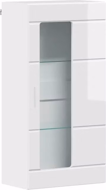 Armadio Moderno DESIGN IN in Legno Bianco Lucido con Ante a Vetro e Ripiani Interni L/P/H: 50 x 29 x 100 cm