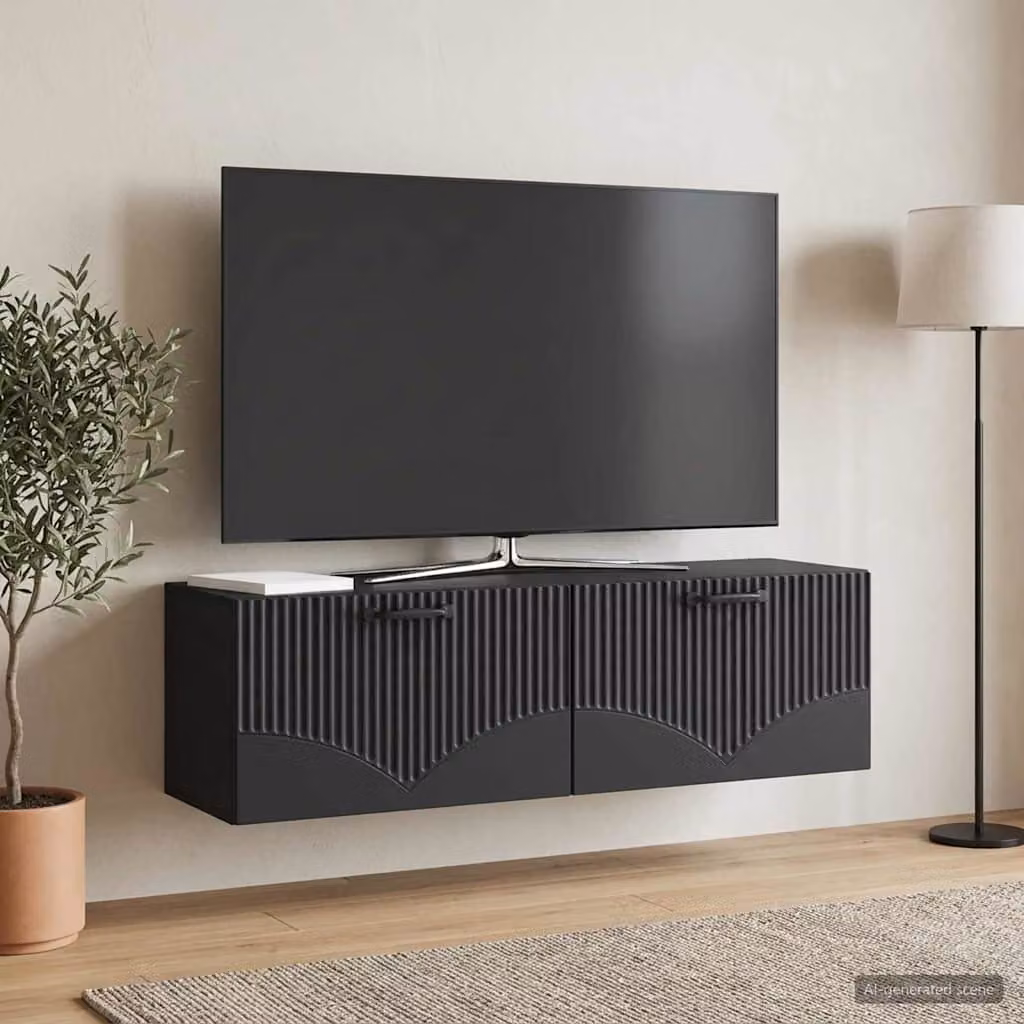 vidaXL Mobile Porta TV da Muro Moderno Nero L 98 cm x P 31 cm x H 30 cm