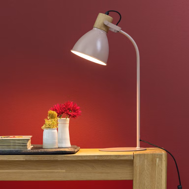 Lampada da tavolo, altezza 52 cm, E27, max. 40 W, orientabile, metallo/legno