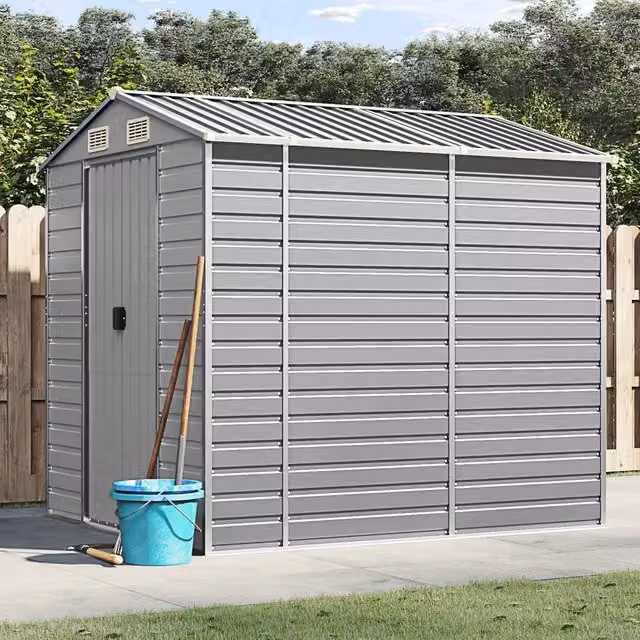 Casetta da giardino moderna Videx in acciaio zincato grigio chiaro L/P/H: 191 x 215 x 198 cm – 1