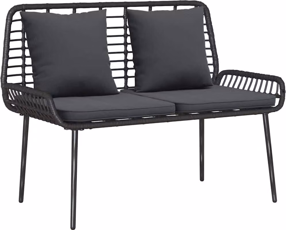 Panchina da giardino Nero e antracite polyrattan