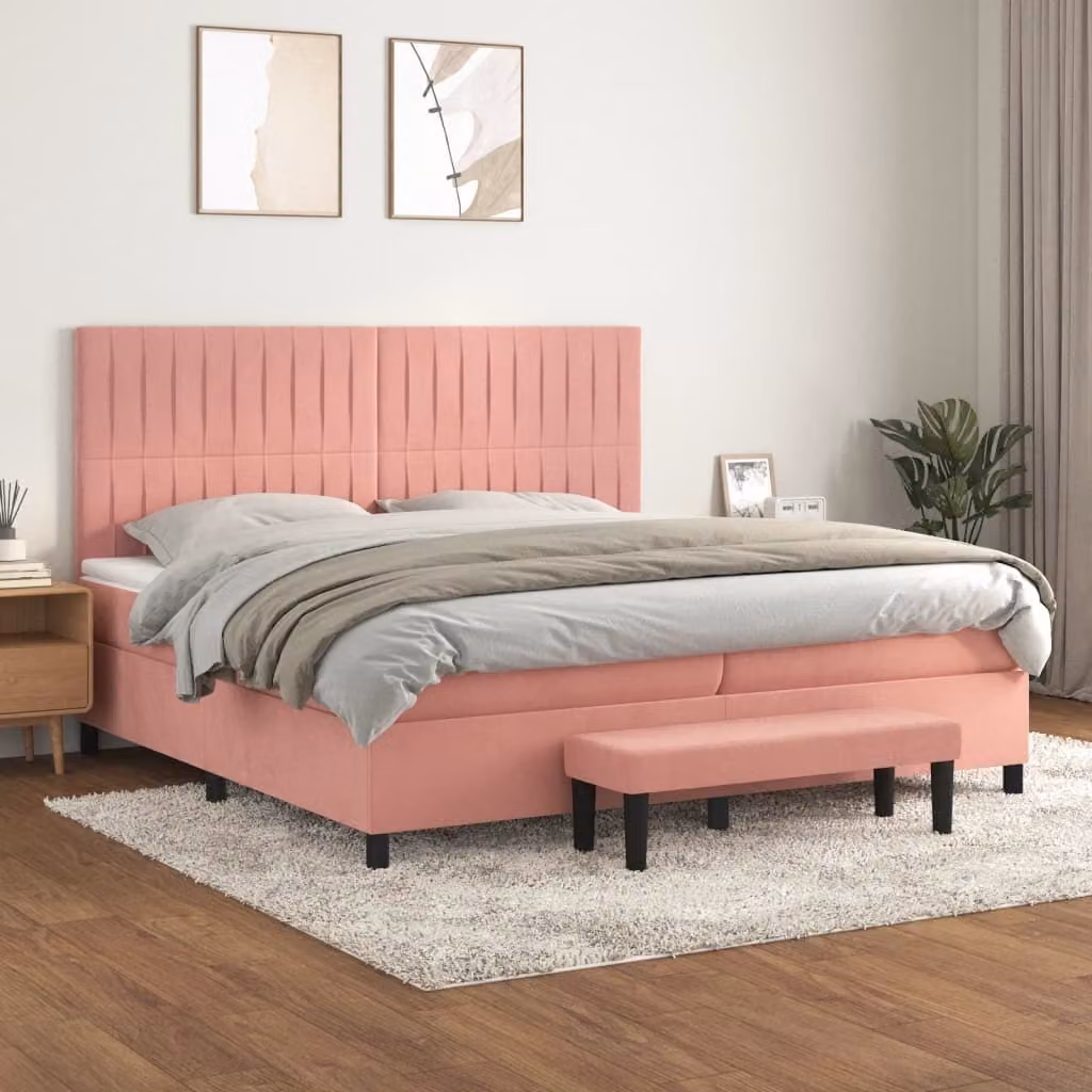 Maison Exclusive - Letto boxspring con materasso Rosa 200x200 cm Velluto