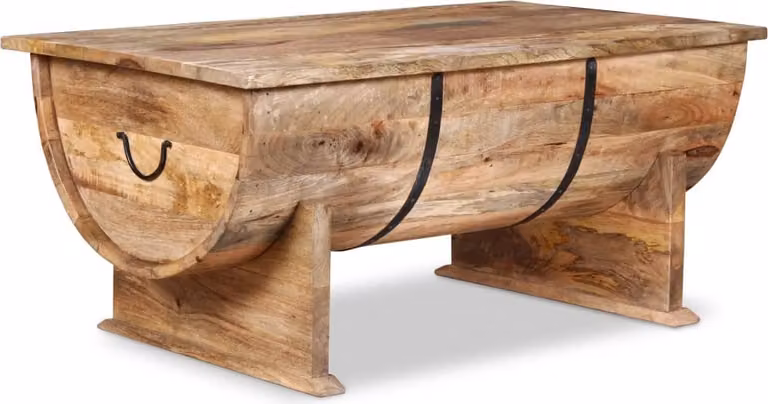 Tavolino da Salotto in Legno Massello di Mango 88x50x40 cm