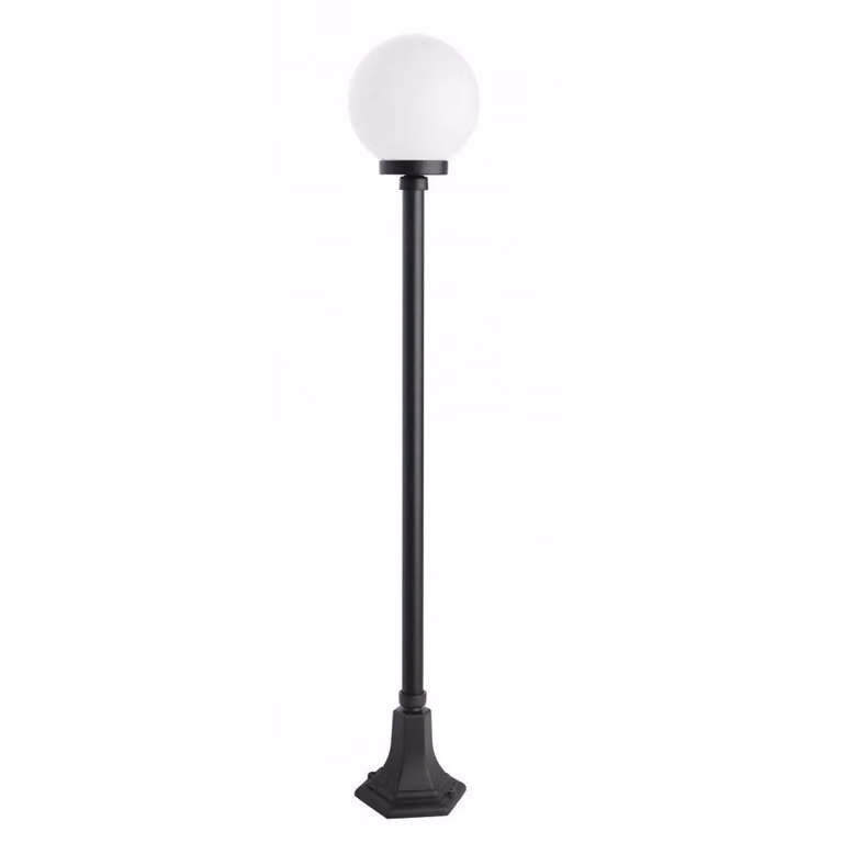 Lampada da giardino 148 cm sfera bianca o fumé 20 cm 1xE27 nero IP43 SU-MA KULE K 5002/1/KP 200