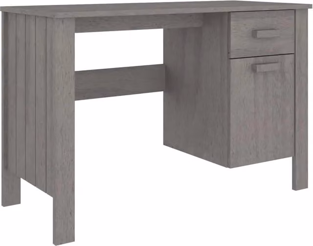 Scrivania HAMAR moderna in legno massello di pino e MDF grigia per ufficio e studio L: 113 cm, P: 50 cm, H: 75 cm – 1
