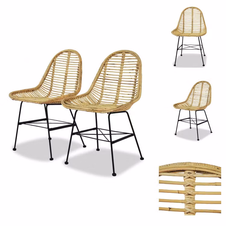 vidaXL Sedie da pranzo 2 pz. Rattan naturale - Sedie da pranzo