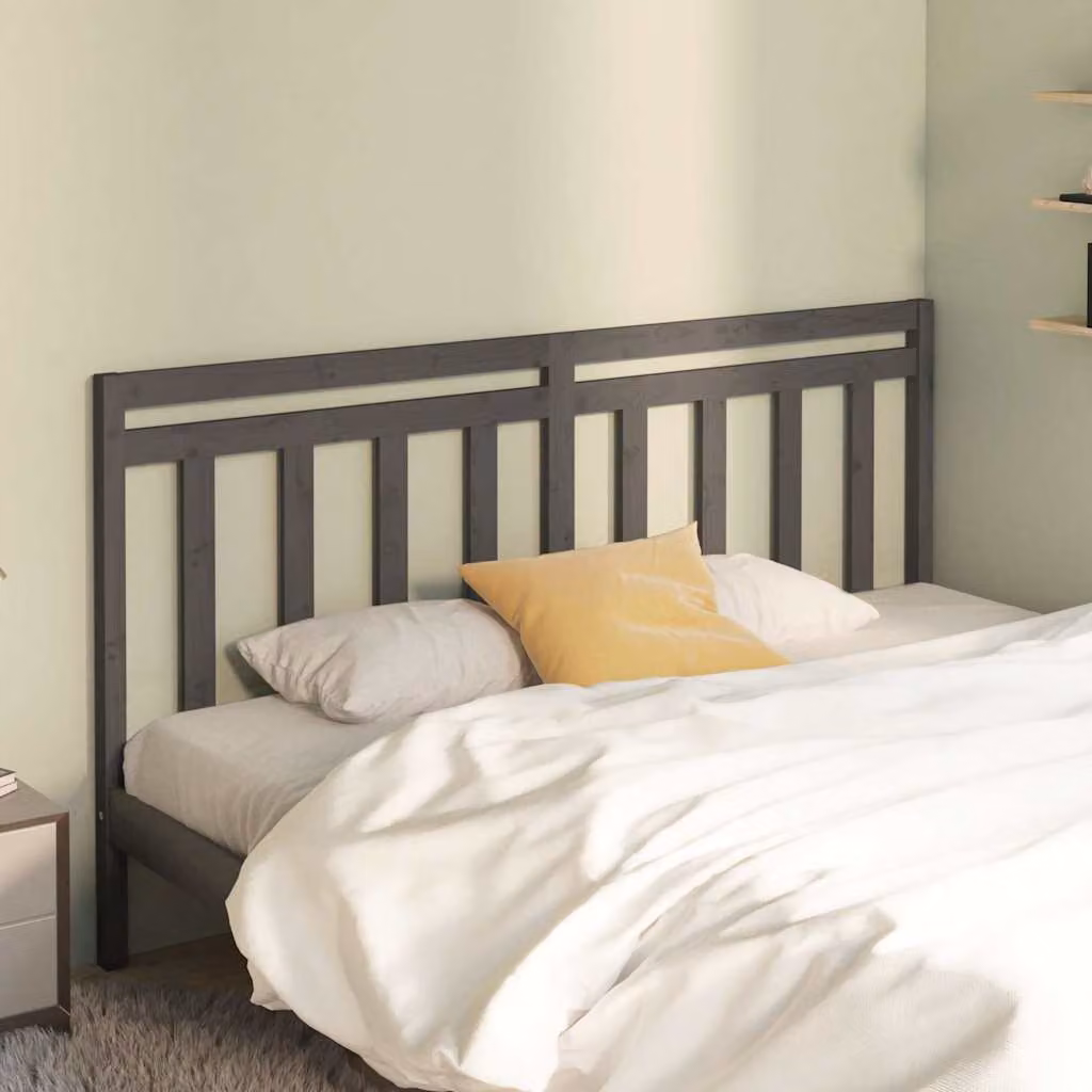 Testiera per letto vidaXL in legno massello di pino, colore grigio, L: 206 cm, P: 4 cm, H: 100 cm