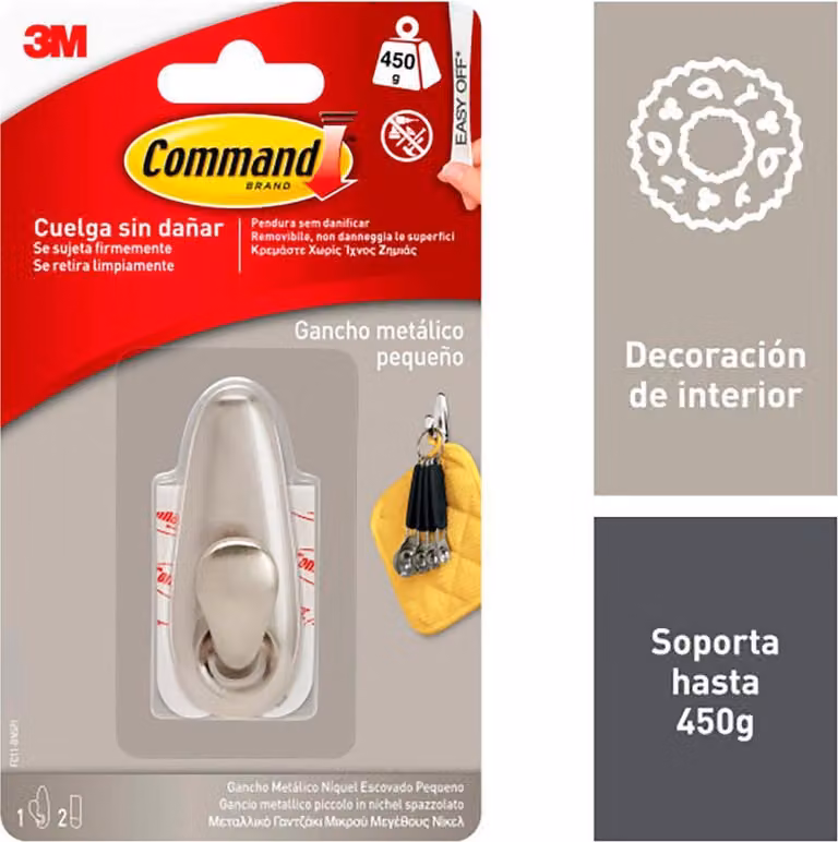 Gancio per appendere 3M 450 g di metallo color argento (1 pezzo)