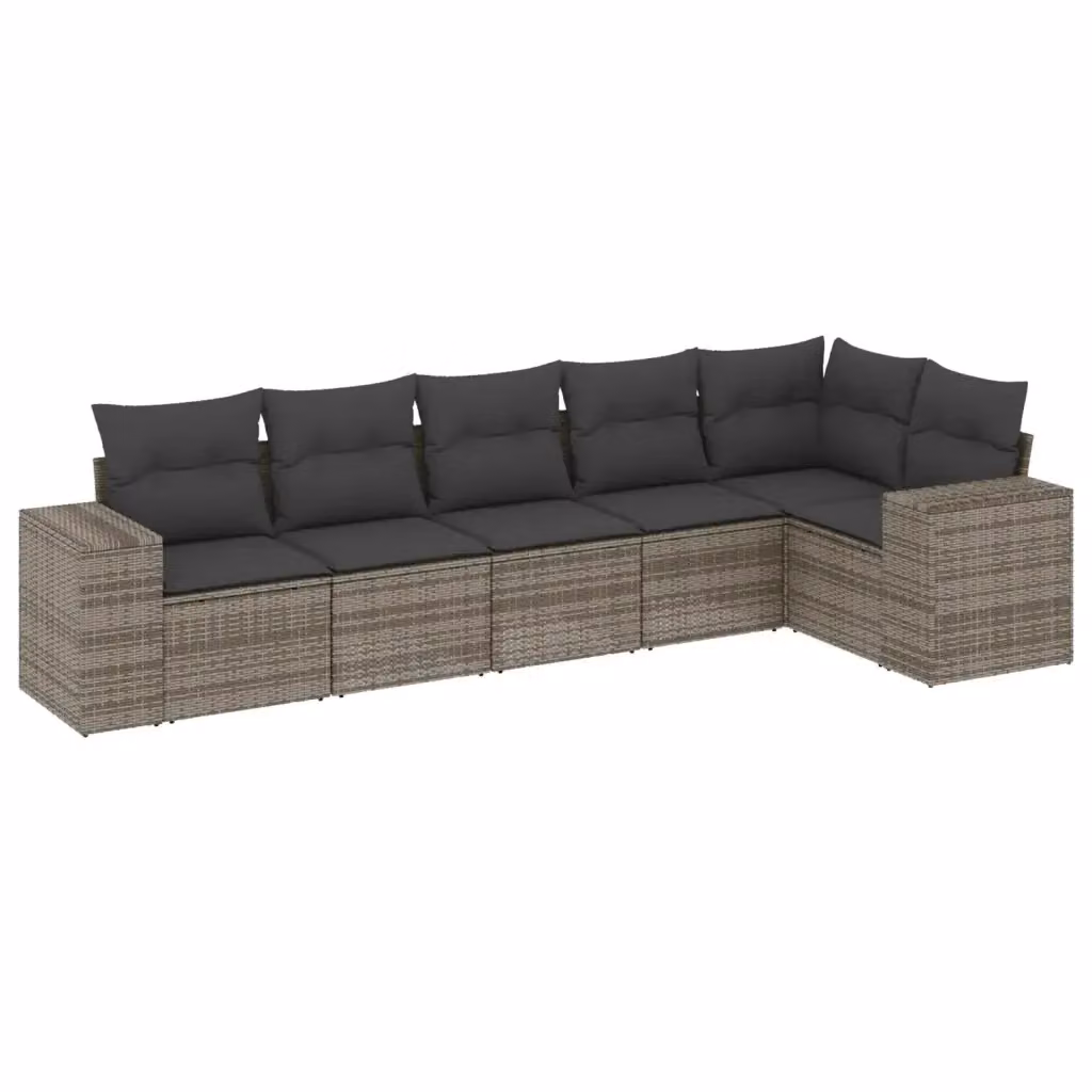 Set da giardino VIDAXL a forma di L in polyrattan grigio con 6 posti e cuscini inclusi – 2