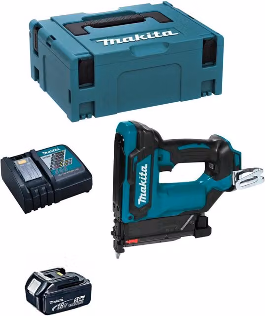 Spillatrice per chiodi Makita DPT353RTJ1 con batteria da 5,0 Ah, caricabatterie DC18RC e valigetta MAKPAC 2