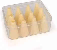 Set di 12 beccucci per sac a poche TRIX in silicone, colore beige