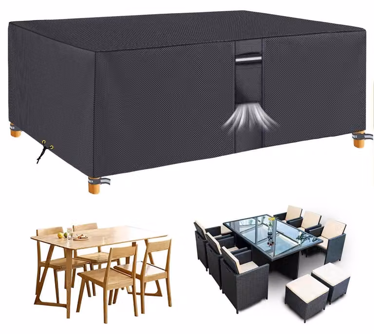 Copertura impermeabile per tavolo da giardino, 213x132x70 cm, tessuto Oxford 600D, colore grigio