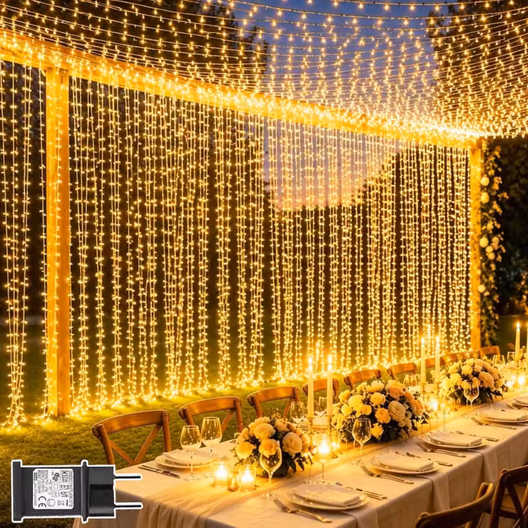 Tenda luminosa a LED, dimensioni 6x3 metri, 600 LED, 8 modalità, grado di protezione IP65, impermeabile