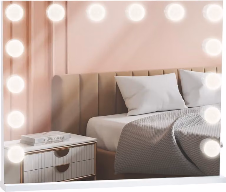 Specchio per il trucco specchio cosmetico, illuminazione LED a risparmio energetico, caricatore USB incluso | Colore: bianco