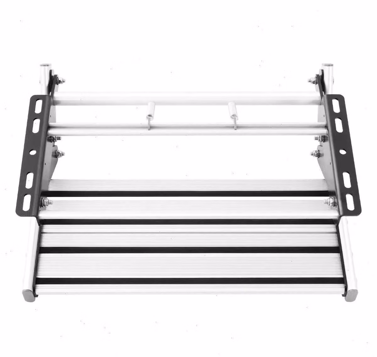 Gradino per camper - Gradino manuale in alluminio - Gradino singolo - Antiscivolo - Portata 150 kg - 54x61x20 cm - Argento