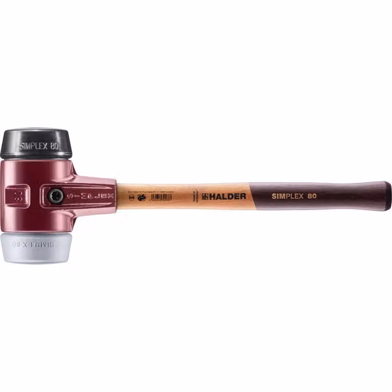 Mazza SIMPLEX soft-face con alloggiamento TE e manico in legno, Ø 80, composizione in gomma / TPE-mid