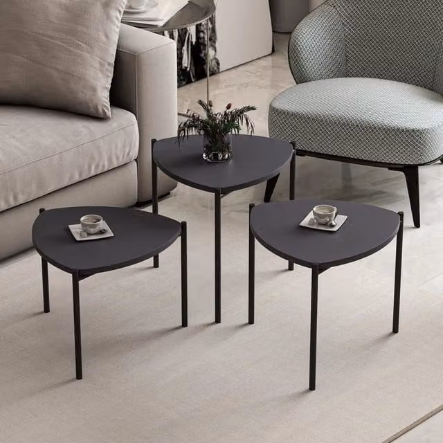 Tavolino da salotto modulare Carro DMORA colore nero antracite L/P/H: 45 x 45 x 45 cm