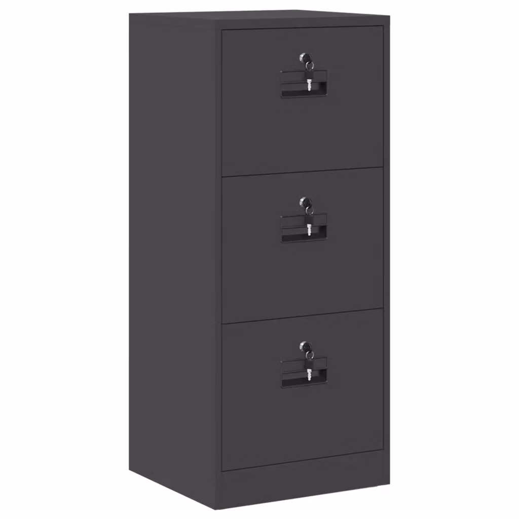 Armadio per file vidaXL in metallo nero con cassetti e serratura, stile industriale, L/P/H: 45,5 x 42 x 106,5 cm – 2