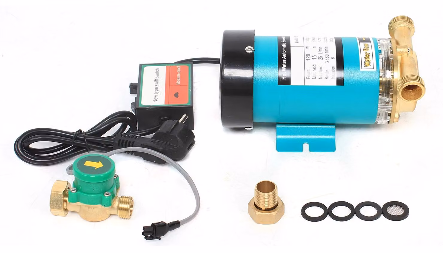 Pompa per acqua calda, pompa booster automatica - Potenza: 120 W - Portata: 25 litri/minuto - Materiale: ghisa