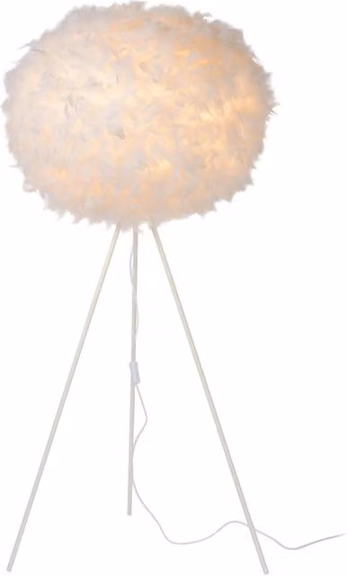 Lampada da terra GOOSY Lucide bianca con treppiede e paralume in tessuto, dimmabile, H: 142 cm, L: 50 cm, P: 50 cm