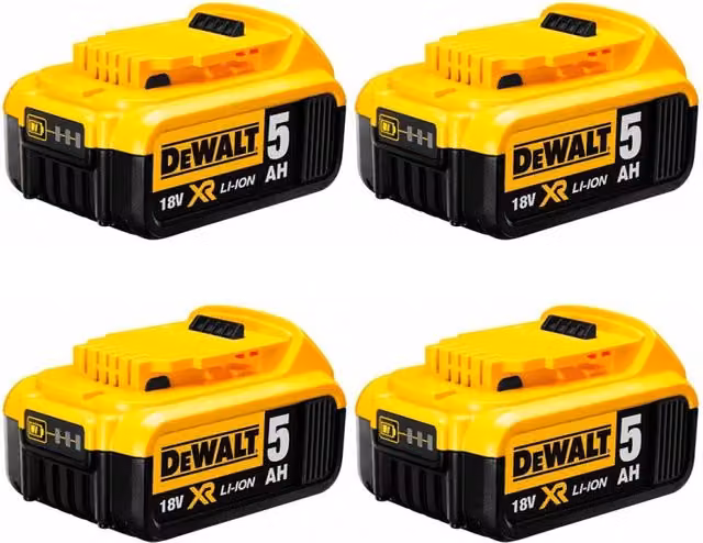 Confeziona da 4 batterie DeWalt DCB184P4 da 18V - 5,0 Ah colore giallo