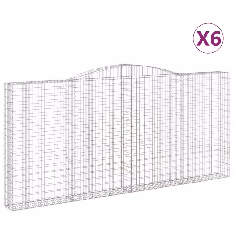 Cesti Gabbioni ad Arco 6 pz 400x30x180/200 cm Ferro Zincato