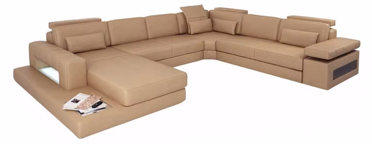 Wohnlandschaft U-Form Design Modern Sofa Couch Ecksofa Leder Polster