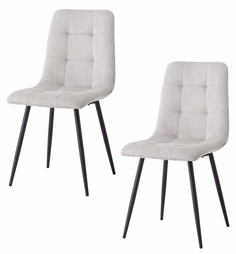 Sedie da pranzo - Set da 2 - Stile moderno - Imbottite - Rivestite in corda - Senza braccioli - Struttura in metallo - Grigie