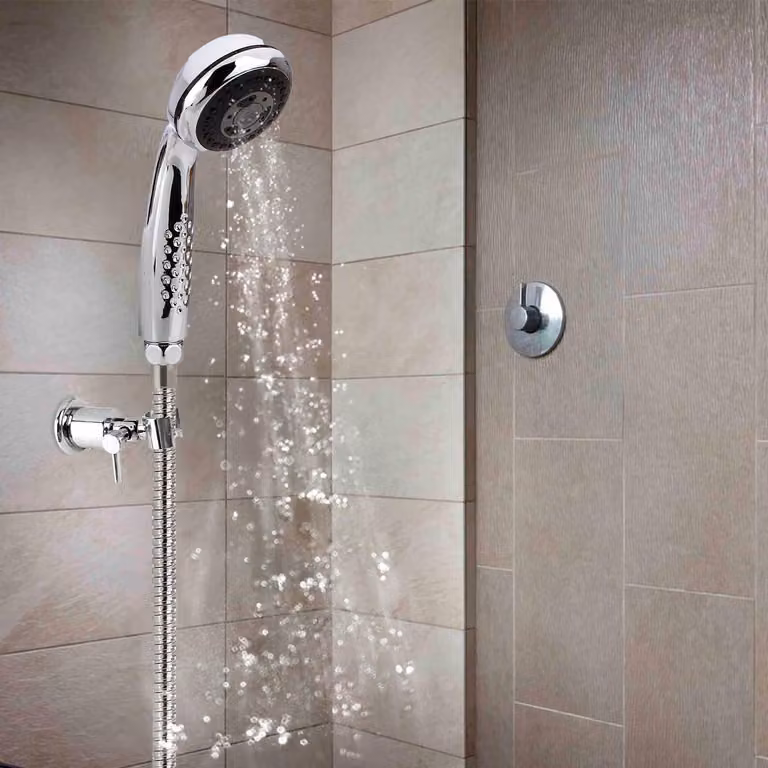 Allecto Premium - Supporto doccia regolabile in metallo 180 gradi - Argento - Vite - Dimensioni - Accessori per il bagno - Fissaggio - Soffione doccia - Design