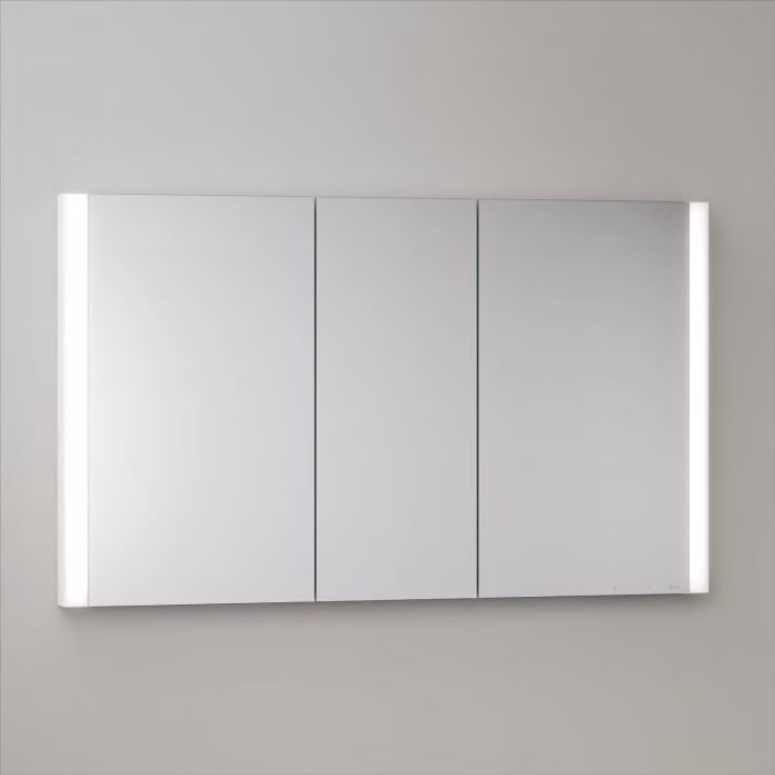 Mobiletti specchio a incasso Keuco Royal Metis LED, dimensioni 120 x 71 cm, 3 ante con riscaldamento a specchio, modello francese