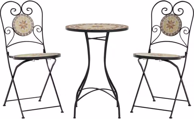 Set da Bistrot con Mosaico Terracotta e Bianco Ferro e Ceramica