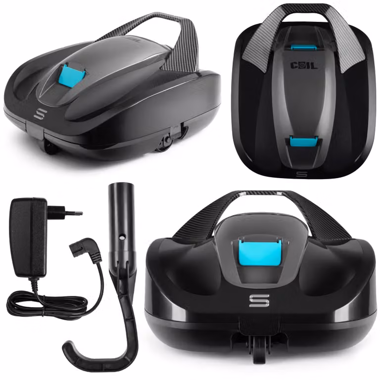 Robot per piscina COIL - Robot pulitore per piscina - Aspirapolvere a batteria per piscina - Pulitore per piscina senza fili - 100 minuti di autonomia – Impermeabile IPX8 - Batteria ricaricabile - fino a 85 m²