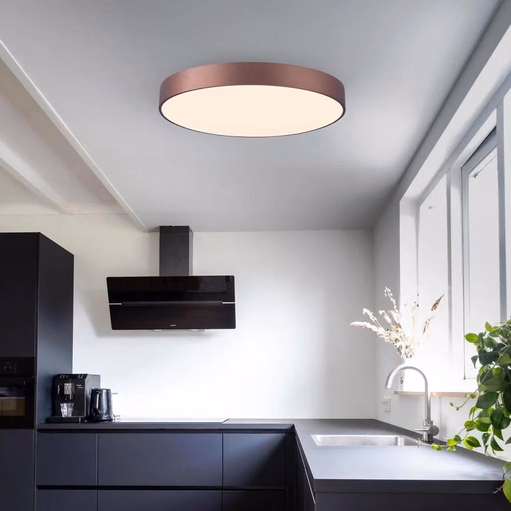 Plafoniera tonda LED MENKAR di DEKO-LIGHT, colore marrone, 42W, 3200lm, con tecnologia CCT, diametro: 40 cm – 2