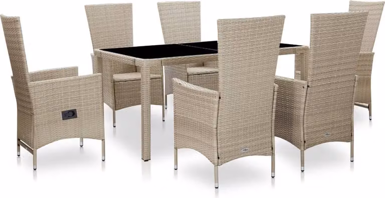 Maison Exclusive - Set da giardino completo di 7 pezzi, con sedute, in rattan sintetico beige