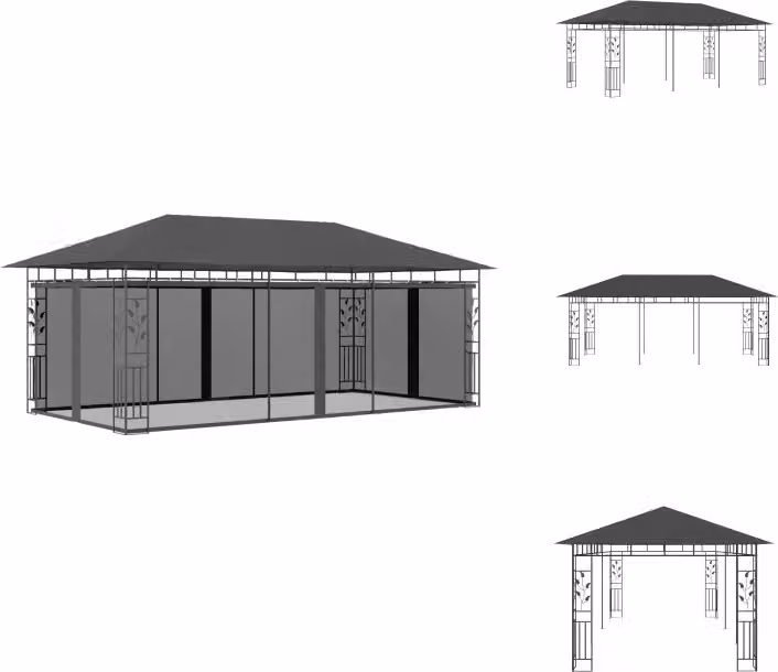 vidaXL Padiglione con zanzariera 6x3x2,73 m antracite - Padiglioni e tende per feste