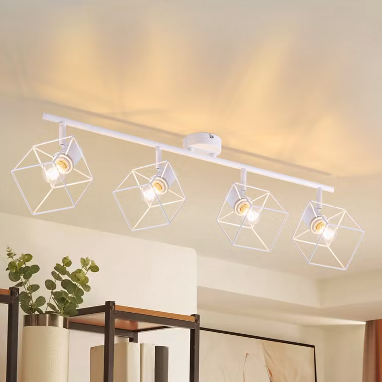 ZMH Lampada da soffitto a 4 fiamme E14 Faretto da soffitto Luce da soffitto Bianca 350° orientabile Moderna Lampada da soggiorno Lampada da cucina Lampada da corridoio per ufficio -Senza lampadina